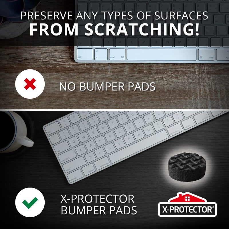 X-Protector Cabinet Door Bumpers 100 PCS Small Black Rubber Pads 3/8' Self-Adhesive Thick Dots Protect Glass & Surfaces - Image 3